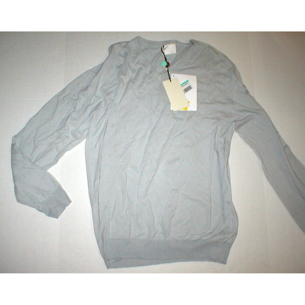 New Peuterey NWT Mens Designer Linen Cotton Light Gray Silver Sweater XXL Soft